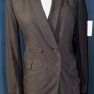 BCBG Maxazria Black Shawl Collar Tuxedo Mini Dress Blazer Long Jacket S Rare Mod